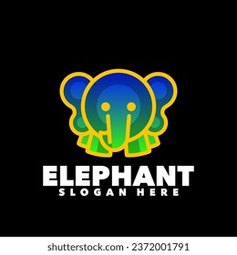 Elephan line colorful gradient logo template