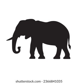 elephant 2 silhouette black white vector illustration