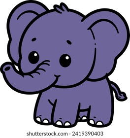 Elephant 2D cartoon character clipart