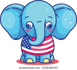 Elefante 4 de julio Cute al estilo de un animal colorido