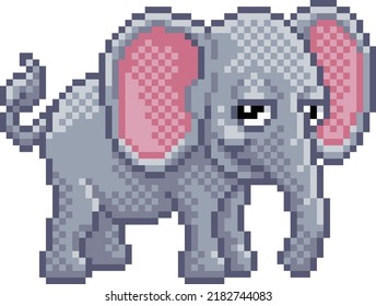 Elephant 8 bit pixel art safari animal retro arcade video game cartoon character sprite