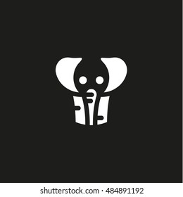 Elephant abstract animal logo in a linear style trendy design icon illustration modern minimalism flat art