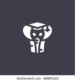 Elephant abstract animal logo in a linear style trendy design illustration modern minimalism flat art