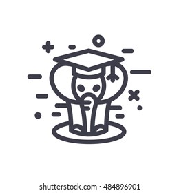 Elephant abstract animal logo in a linear style trendy design icon illustration modern minimalism flat art