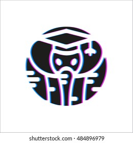 Elephant abstract animal logo in a linear style trendy design icon illustration modern minimalism flat art