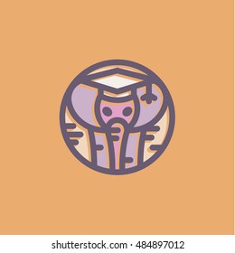 Elephant abstract animal logo in a linear style trendy design icon illustration modern minimalism flat art