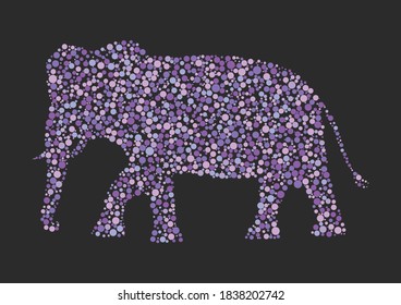 Elefante abstrakte Kunst, Vektorgrafik Grafikdesign. Tierkunst auf dunklem Hintergrund. 