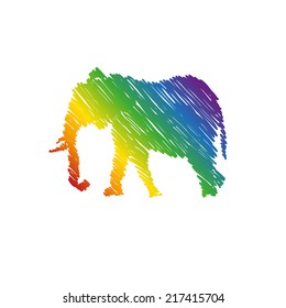Elephant abstract isolated on a white backgrounds, vector illustration