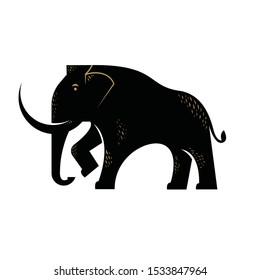 Elephant abstract minimal simple geometric logo design template silhouette isolated with white background