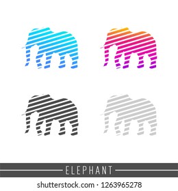 Elephant abstract stripe silhouette. Animal design illustration silhouette