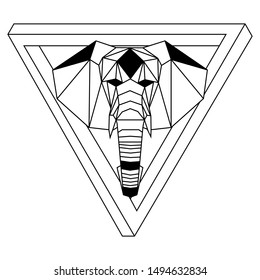 elephant abstraction origami triangles vector tattoo