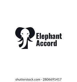 Elephant accord logo with simple elephant head, suitable for trust, partnership, wisdom, conservation, nonprofit, and corporate identity.