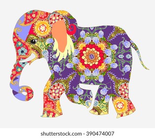 Elephant. African decorative pattern.