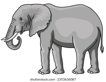 Elephant. African elephant. Realistic vector elephant on a white background