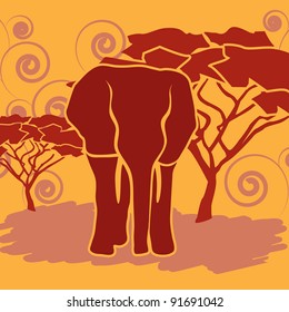 Elephant in African savanna