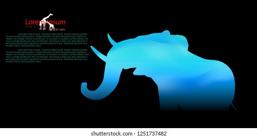 elephant, African Wildlife Background. Nature Background. African savanna landscape. safari card. vector illustration. 