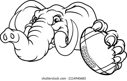 An elephant American Football sports animal mascot holding a ball