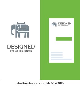 Elephant, American, Usa Grey Logo Design and Business Card Template