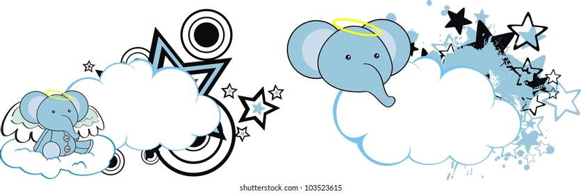 elephant angel cartoon cloud copyspace