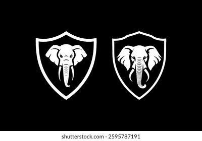 Elephant angry in shield black and white