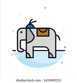Elephant, Animal Abstract Flat Color Icon Template