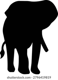 Elephant Animal Black Flat Style Vector Icon, Wildlife Mammal Symbol and Nature Safari Outline Graphic Group Featuring Elephant, Pachyderm and Jumbo