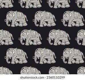 ELEPHANT ANIMAL BLOCK ALL OVER PRINT SEAMLESS PATTERN VECTOR ILLUSTRATION DESIGN