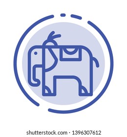 Elephant, Animal Blue Dotted Line Line Icon