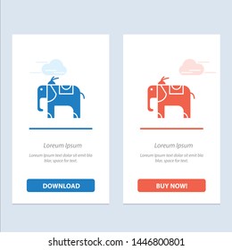 Elephant, Animal  Blue and Red Download and Buy Now web Widget Card Template