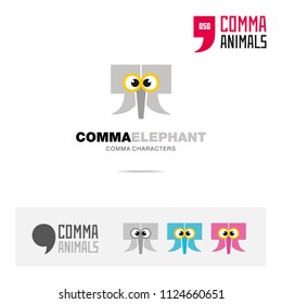 Elephant animal concept icon set and modern brand identity logo template and app symbol based on comma sign