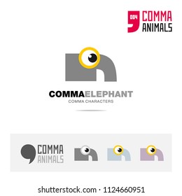 Elephant animal concept icon set and modern brand identity logo template and app symbol based on comma sign