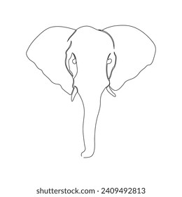 Elephant animal continuous one line drawing vector illustration and world wildlife day single line art design