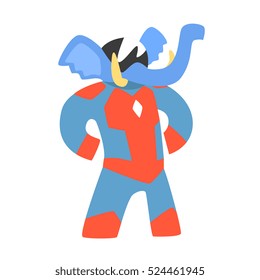 Elephant Animal Dressed As Superhero With A Cape Comic Masked Vigilante Geometric Character