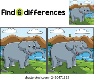 Animal elefante encuentra las diferencias