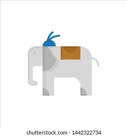 Elephant, Animal  Flat Color Icon. Vector icon banner Template