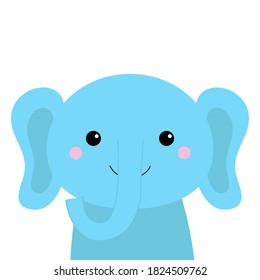 Elephant animal icon. Cute cartoon kawaii baby character. Funny face head. Notebook cover tshirt. Baby greeting card print template. White background. Flat design. Vector illustration