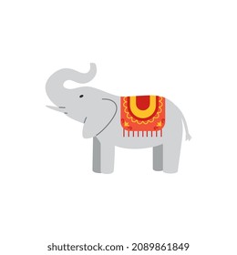 Elephant animal indian and asian good luck talisman, flat vector illustration isolated on white background. Lucky elephant fortune charm to bring wealth and prosperity.