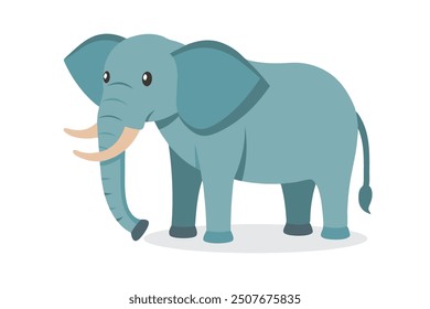 
Elephant animal isolated flat vector illustration on white background.