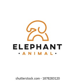Elephant animal logo design in zoo. Vector graphics of big wild animal.