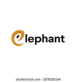 Elephant animal logo design in zoo. Vector graphics of big wild animal.