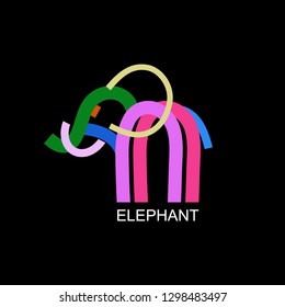 Elephant animal logo icon sign emblem Abstract holy modern colorful rainbow geometric linear cartoon design style Fashion print clothes apparel greeting invitation card banner poster badge flyer cover