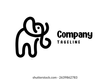 Elephant animal logo line art minimalist abstract vector