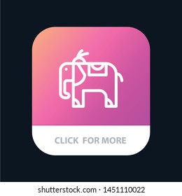 Elephant, Animal Mobile App Button. Android and IOS Line Version