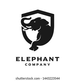 elephant animal shield logo design