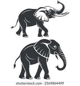 Elephant Animal Silhouettes art vector icon set design 