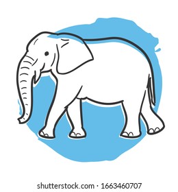 Elephant Animal Traditional Doodle. Icons Sketch Hand Made. Design Vector Line Art.