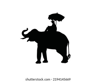 Elephant Animal Vector Silhouette Man Riding Stock Vector (Royalty Free ...