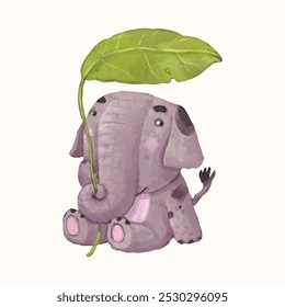  Elephant, Animal wildlife watercolor vector illustration.