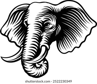 An elephant animal woodcut vintage style icon mascot illustration