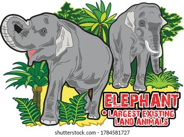 Elephant Animals Montage with elephant graphic logotype